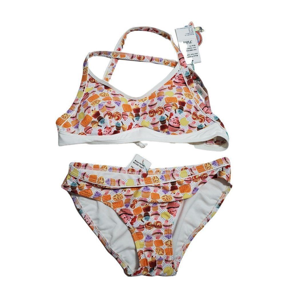 Piha New Zealand Swimwear Patisserie Print Cupcakes Junkfood Halter Bikini